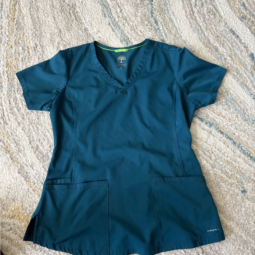 Caribbean blue V-Neck Scrub Top
